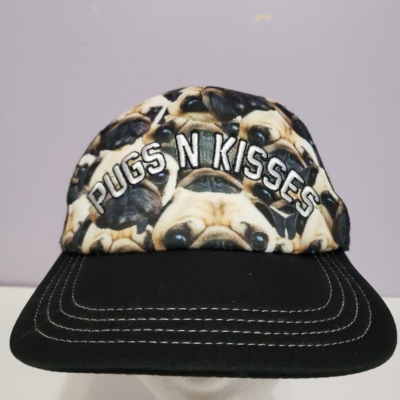 Pugs & Kisses Black Adjustable Baseball Style Cap Unisex - Picture 1 of 7